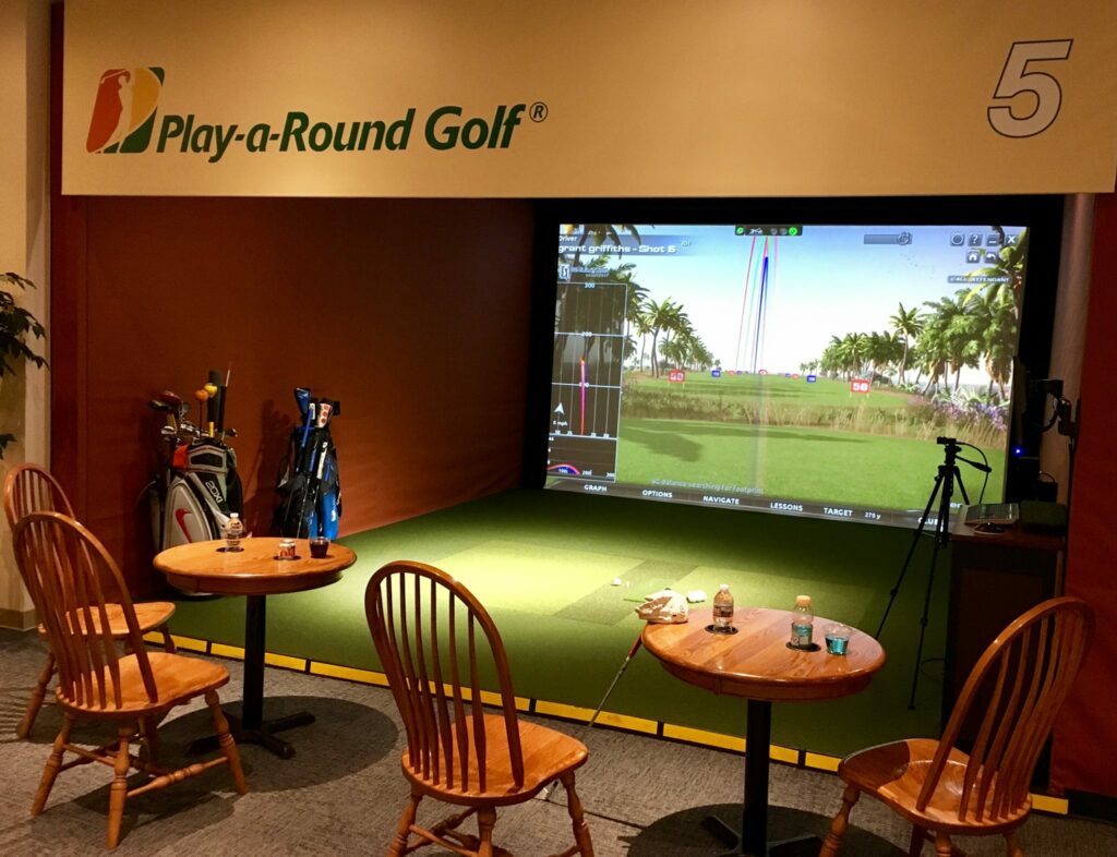 a view of one of Play-a-Round Golf's state of the art golf simultors