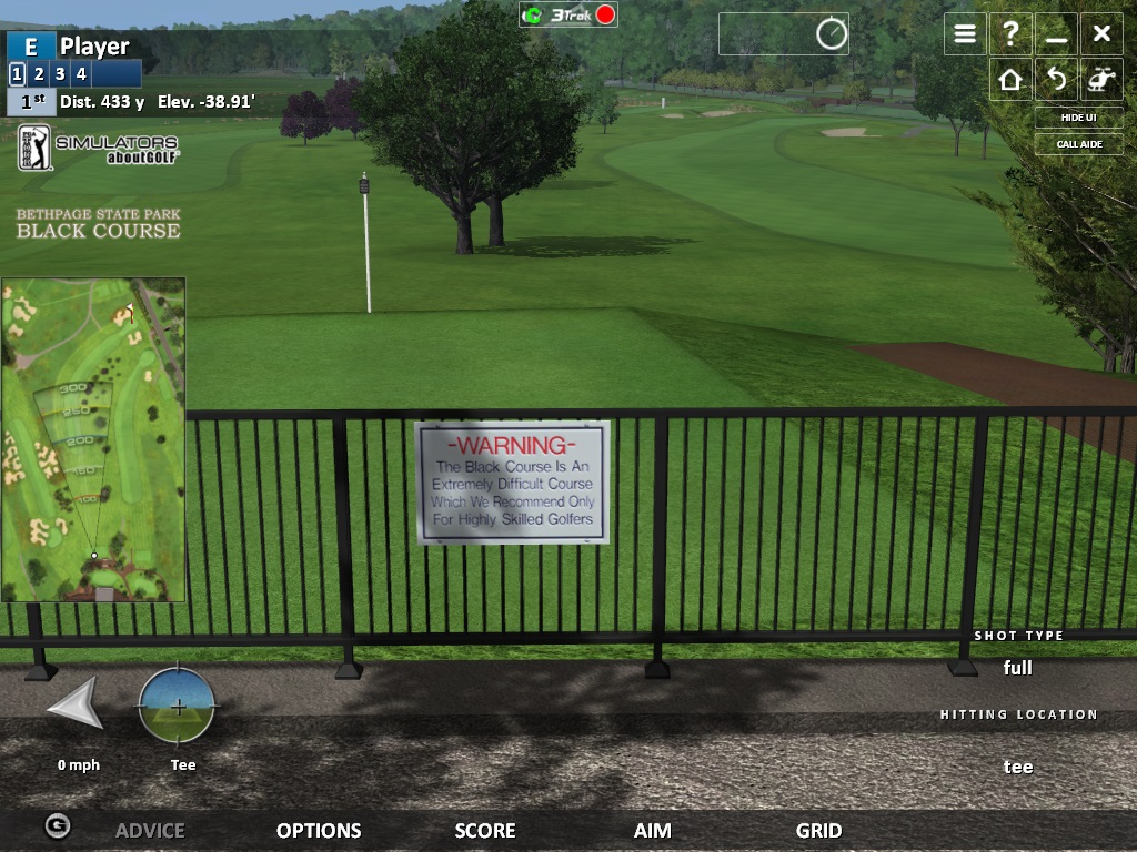 Screenshot of Bethpage Black golf course showing their famous warning sign